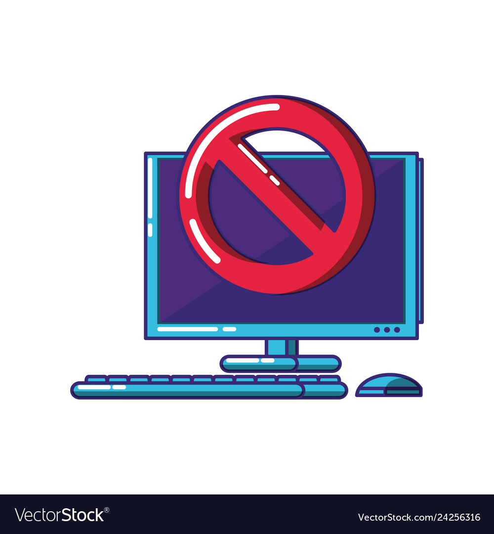 Computer desktop with denied symbol Vector Image Computer desktop with denied symbol