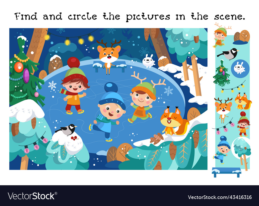 Find and circle objects educational game vector image Find and circle objects educational game