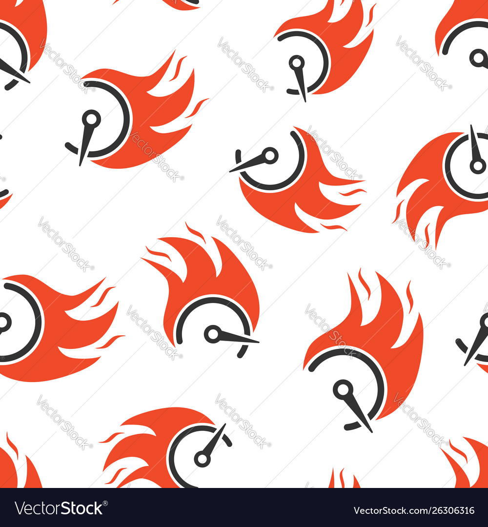 Flaming speedometer sign icon seamless pattern