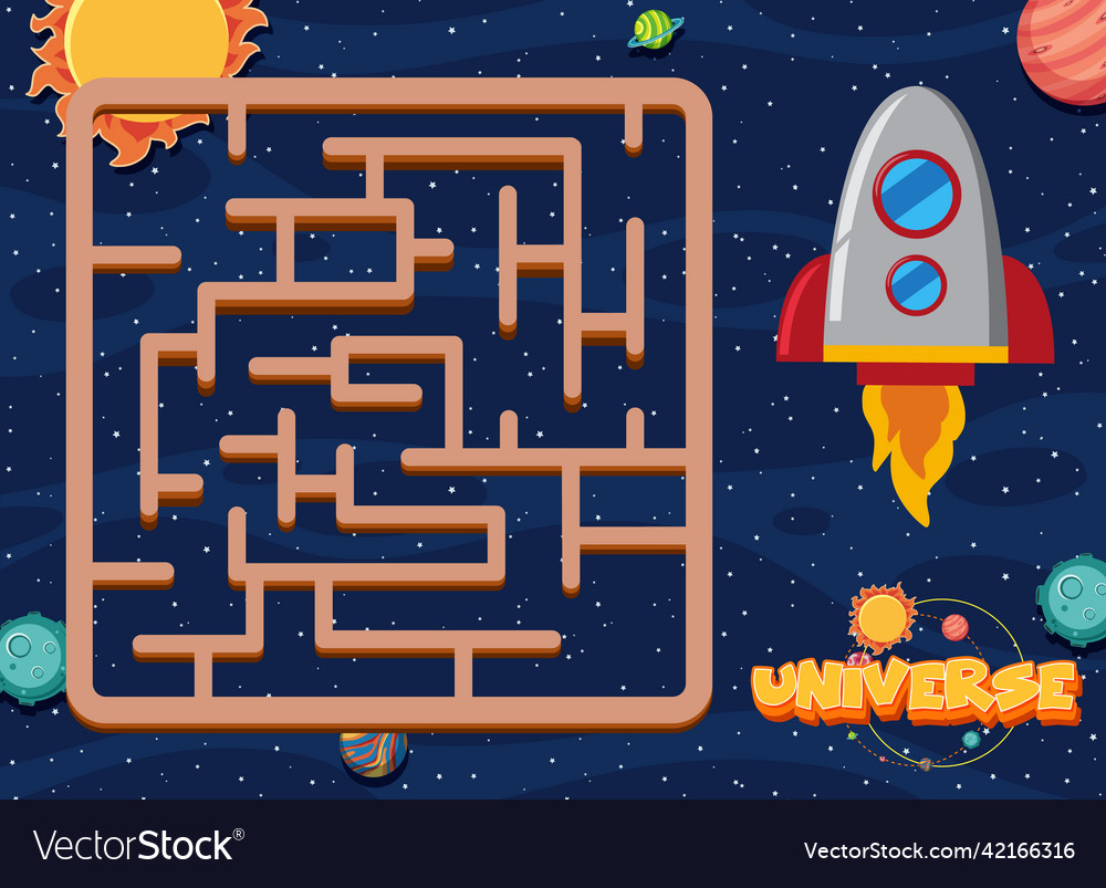 Game template with space theme background vector image Game template with space theme background