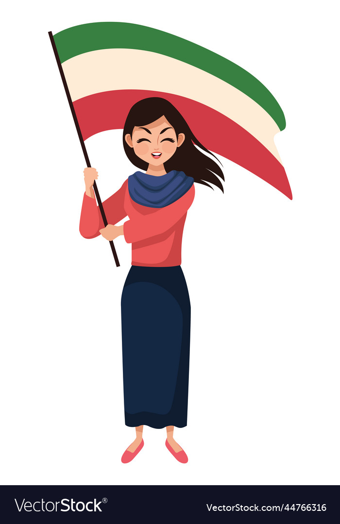 Iranian Woman Waving Flag Royalty Free Vector Image 9695