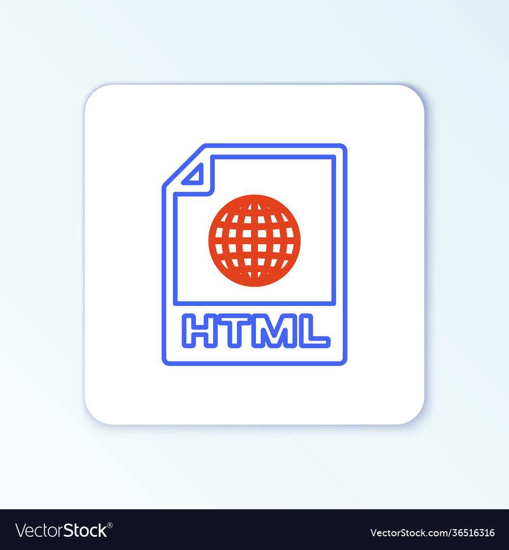 Line html file document download button icon vector image Line html file document download button icon