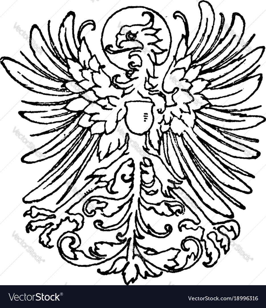 Modern heraldic eagle is german vintage engraving