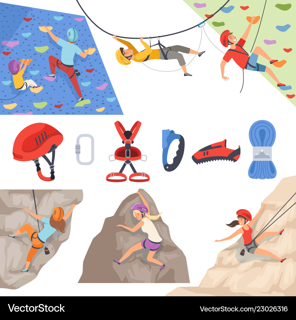 Mountain climbers mountaineering equipment Vector Image