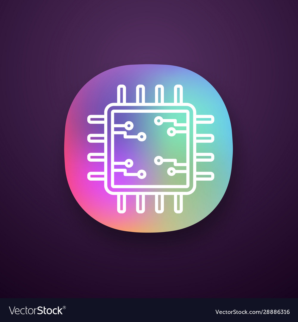 Processor with electronic circuits app icon vector image Processor with electronic circuits app icon