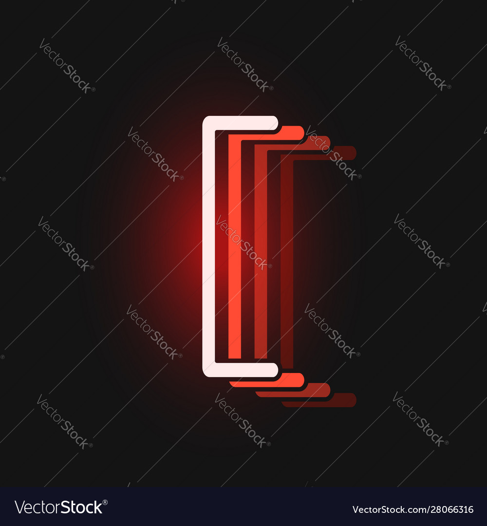 Red neon character font on black background