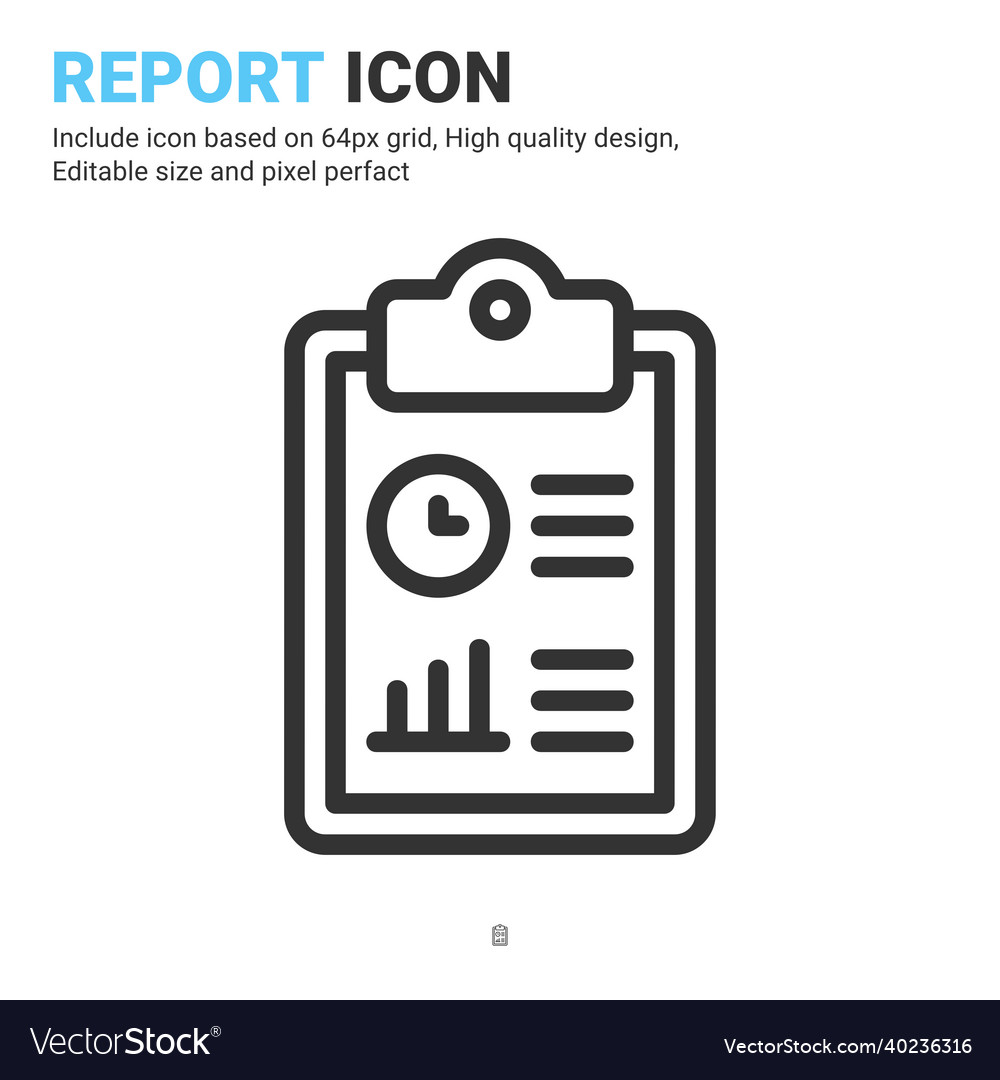 Report icon with outline style isolated vector image Report icon with outline style isolated