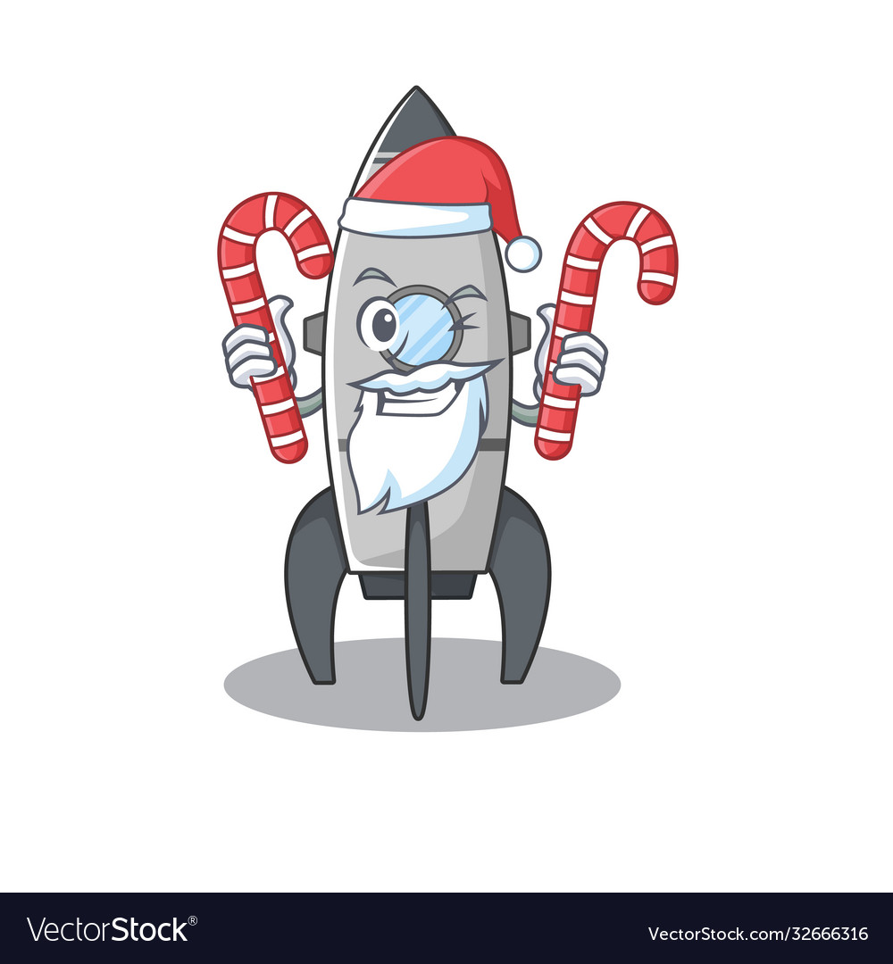 Rocket Cartoon Charakter tragen Santa Kostüm