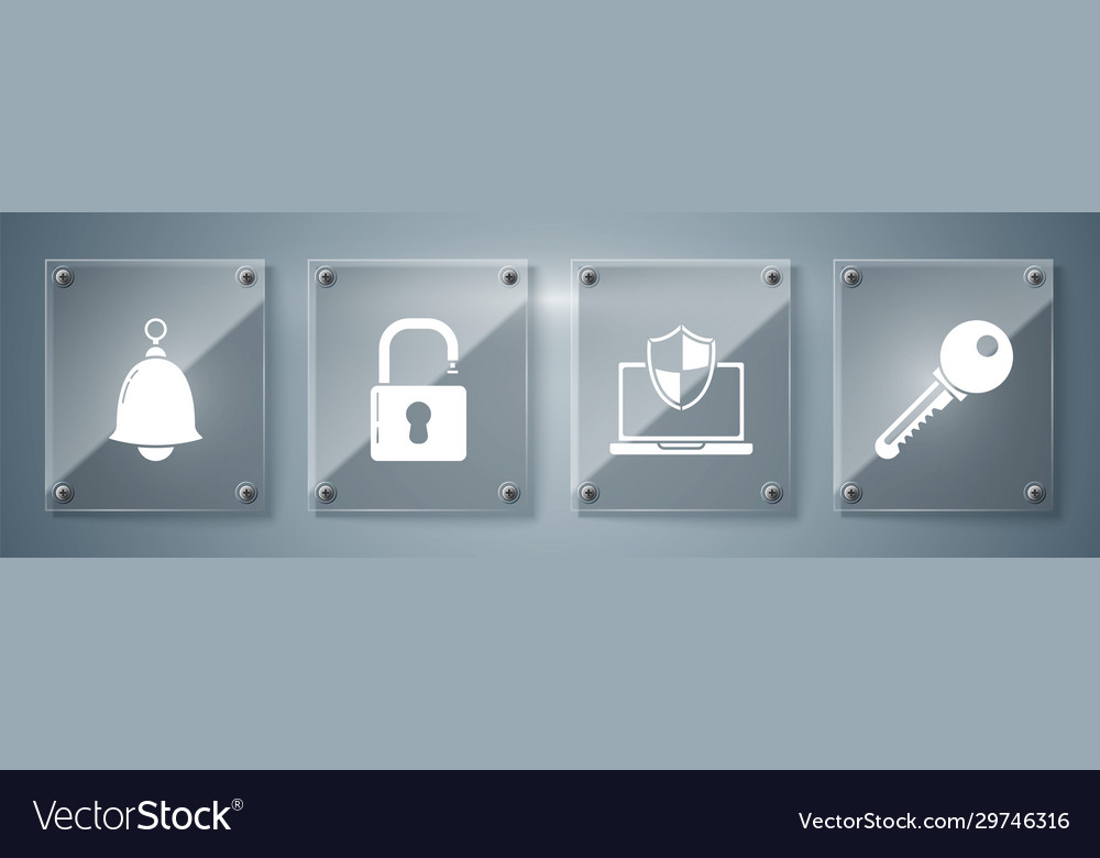 Set key laptop protected with shield open vector image Set key laptop protected with shield open