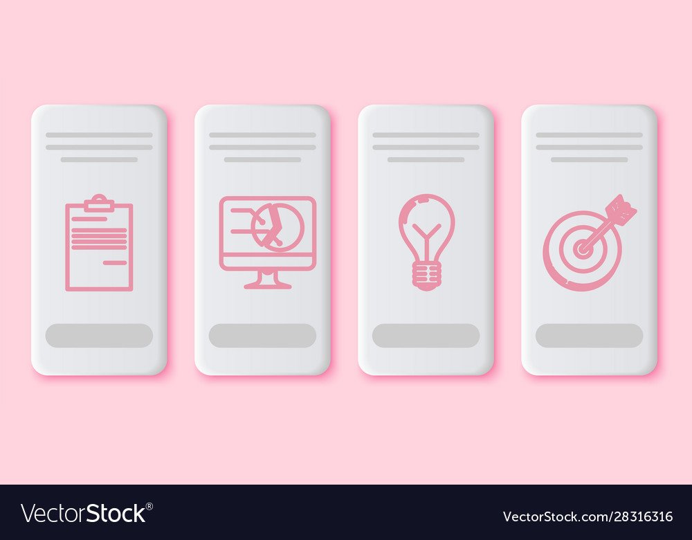 Set line document computer monitor with graph Vector Image Set line document computer monitor with graph