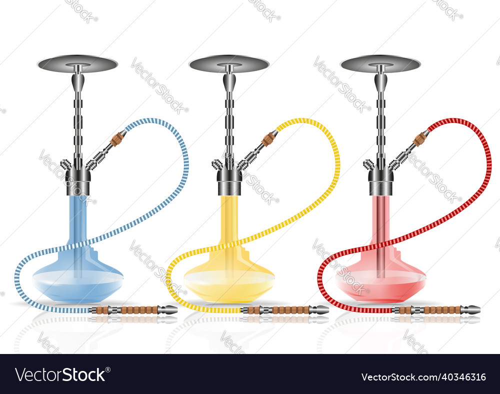 Set multicolored realistic hookahs