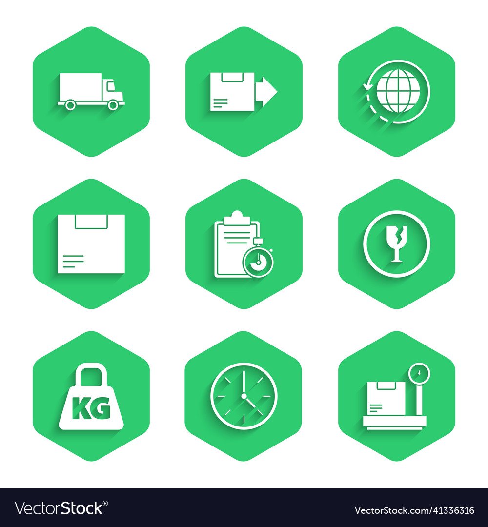 Set verification of delivery list clipboard clock vector image Set verification of delivery list clipboard clock