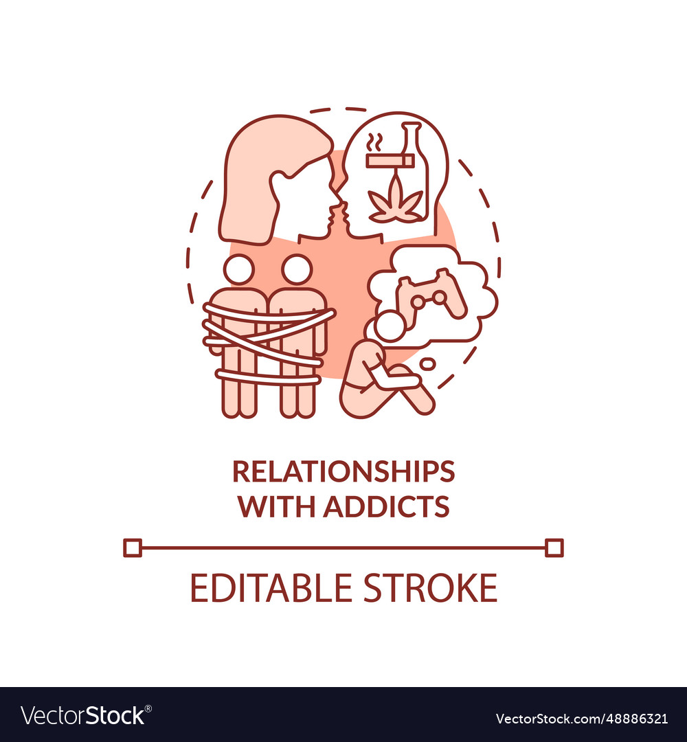 2d red linear icon relationships with addicts Vector Image 2d red linear icon relationships with addicts