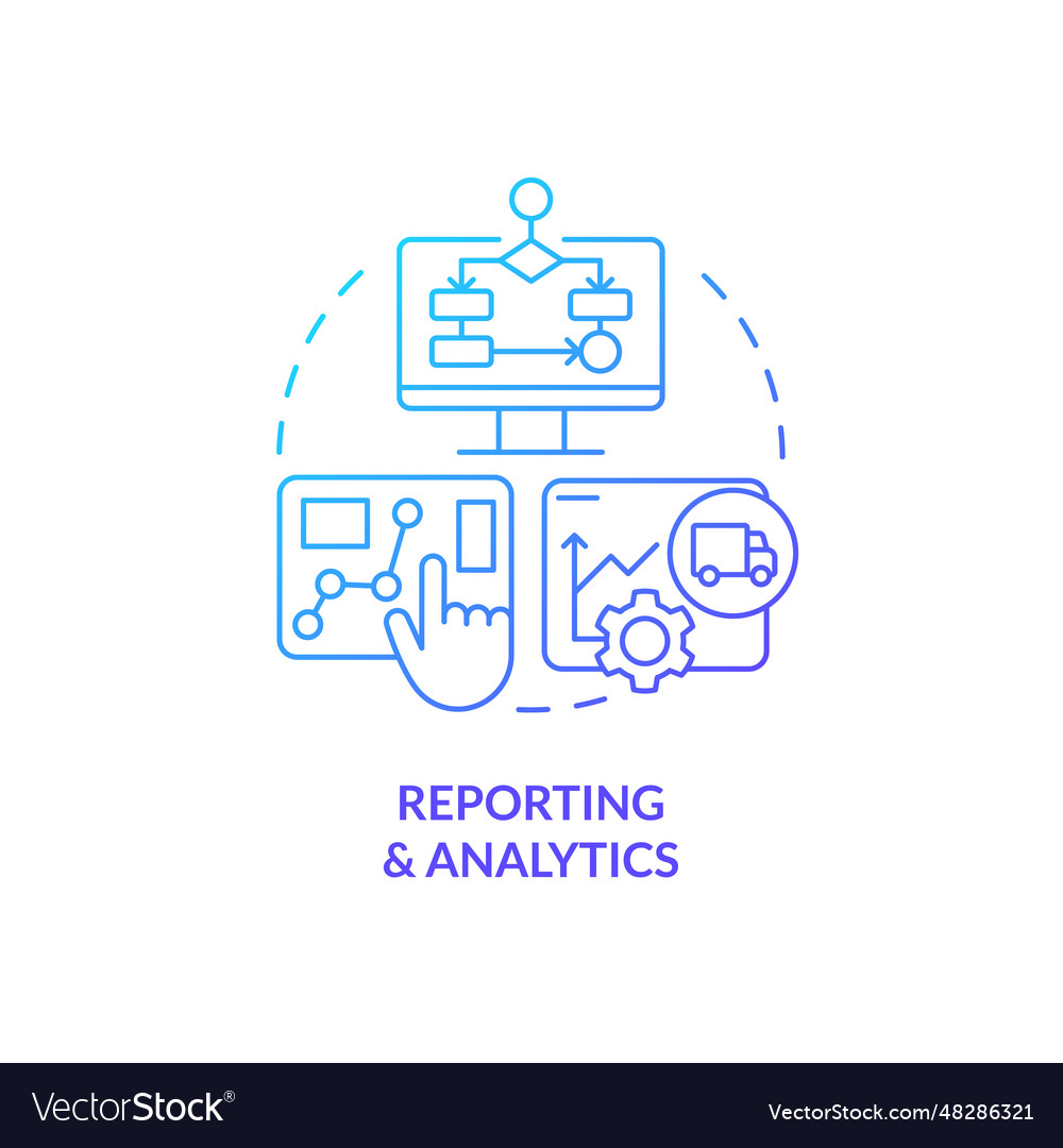 2d reporting and analytics gradient line icon vector image 2d reporting and analytics gradient line icon
