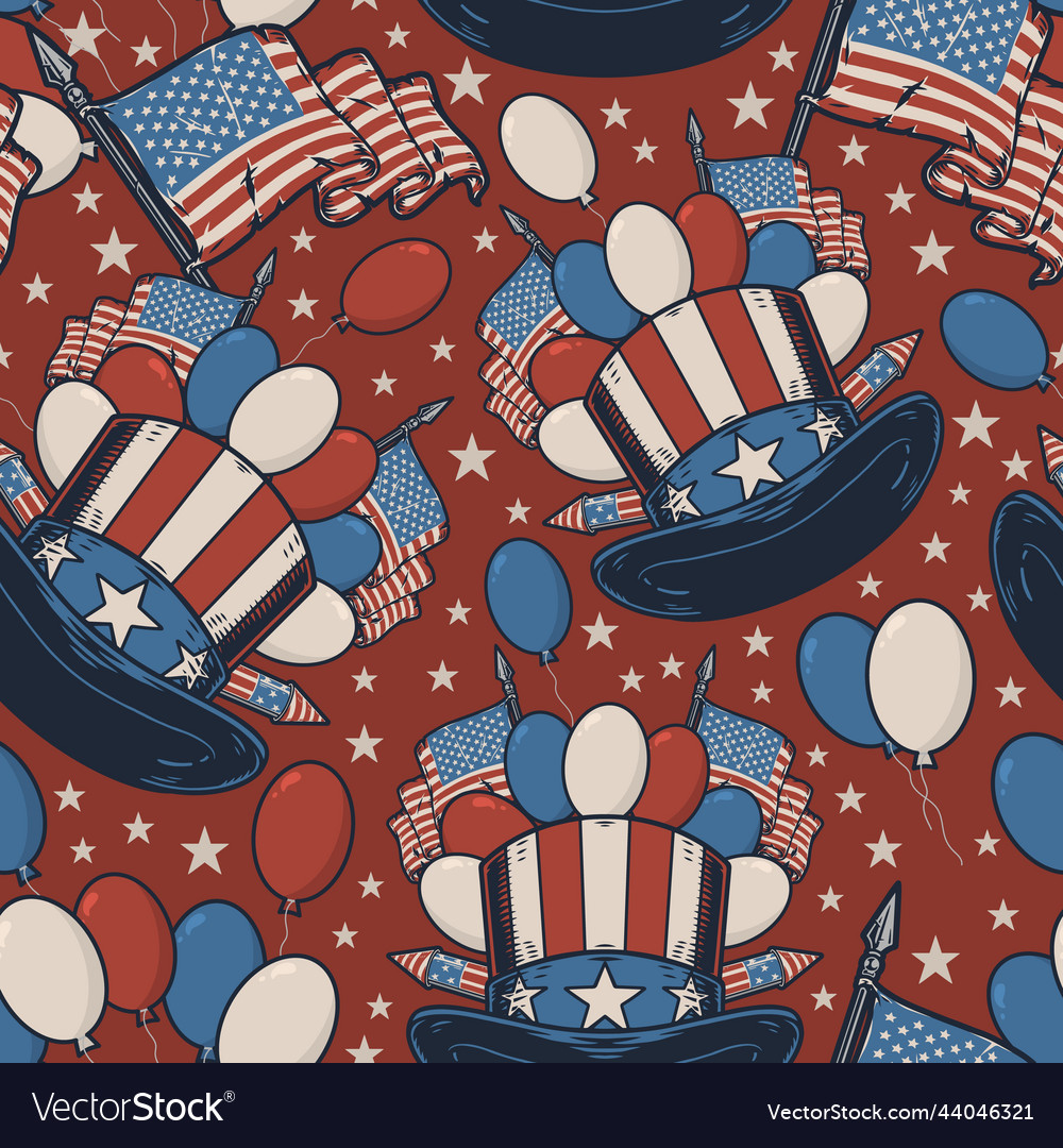 American symbols pattern seamless colorful Vector Image