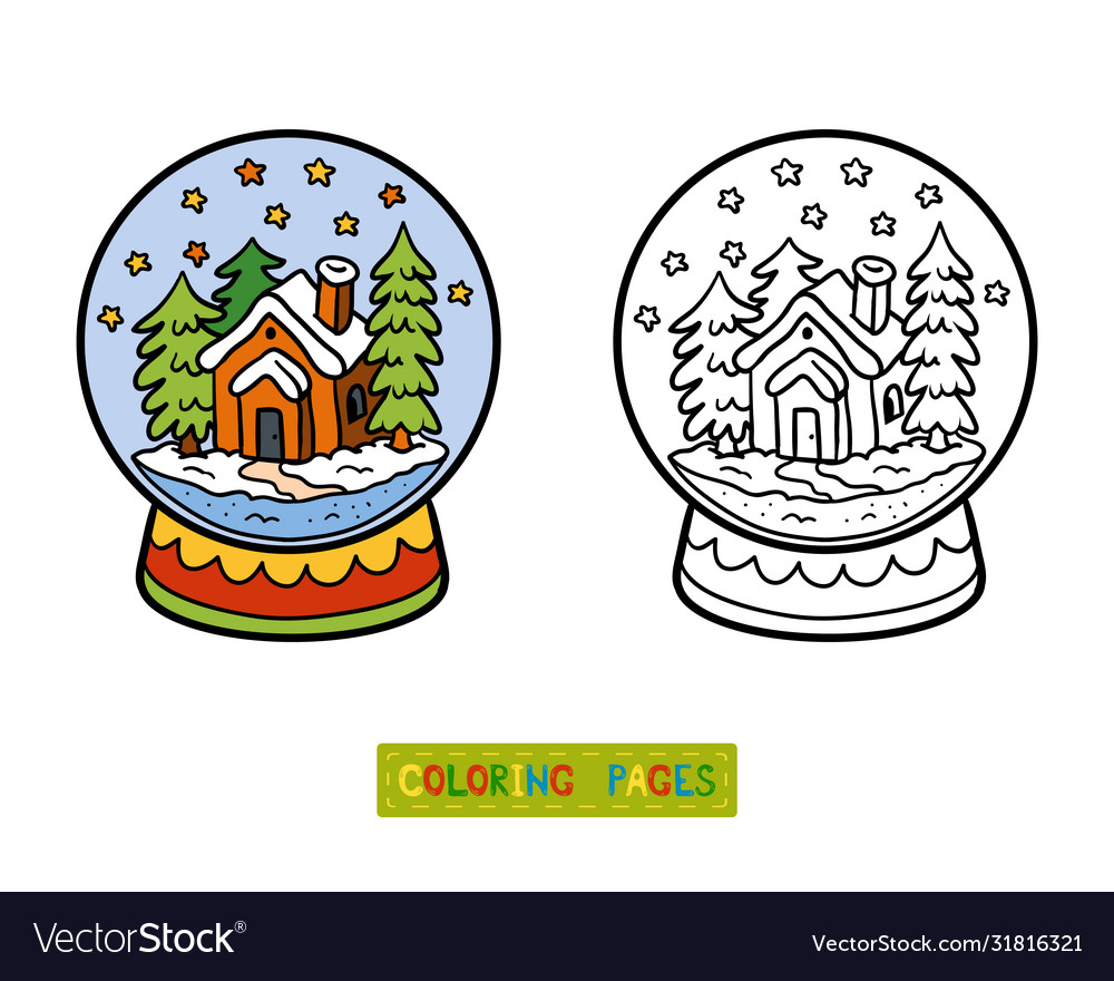 Coloring book for children snowball with house Vector Image