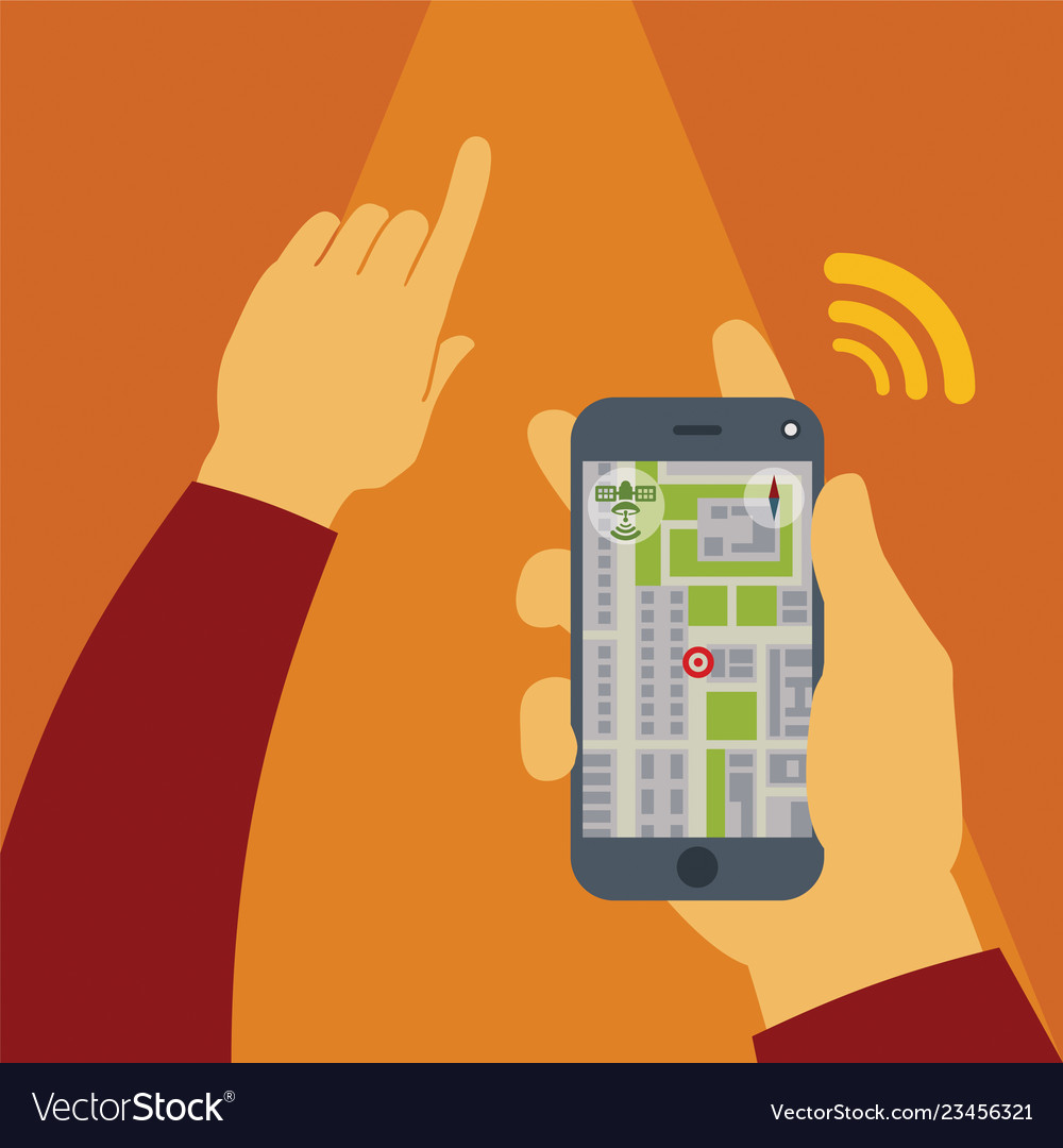 Concept of gps navigation on smartphone vector image Concept of gps navigation on smartphone