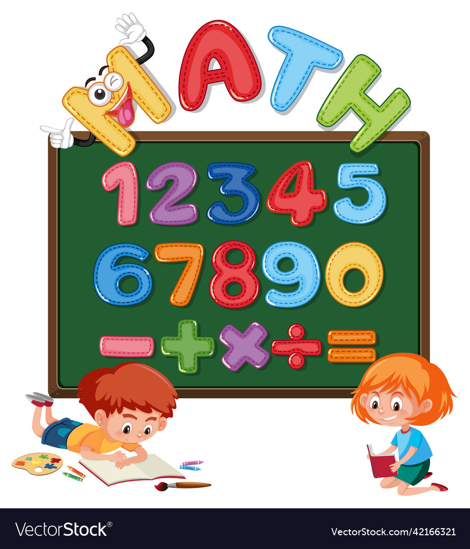 Counting numbers from zero to nine and math vector image Counting numbers from zero to nine and math
