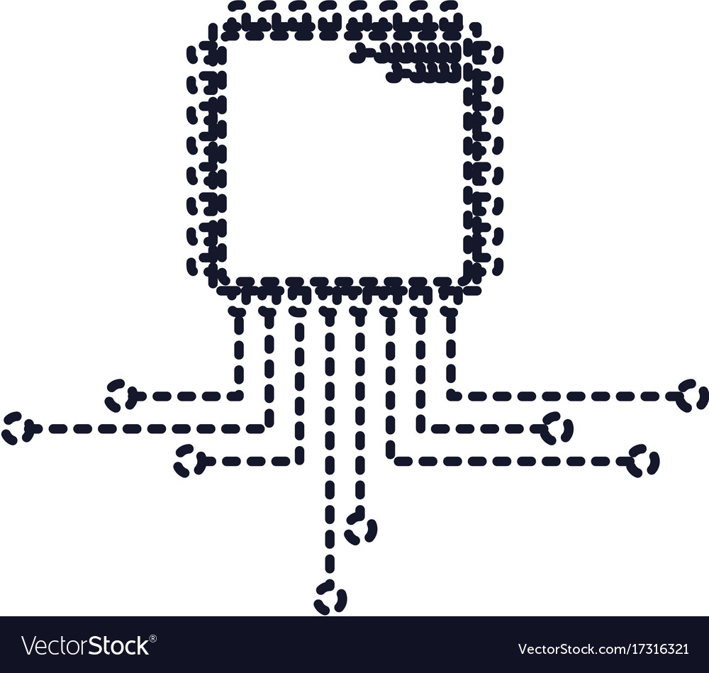 Cpu microprocessor icon in dotted silhouette