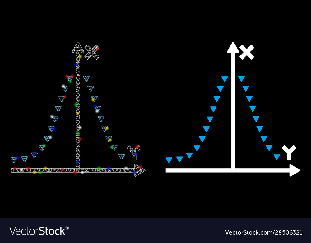 Glossy mesh network dotted gauss plot icon vector image Glossy mesh network dotted gauss plot icon