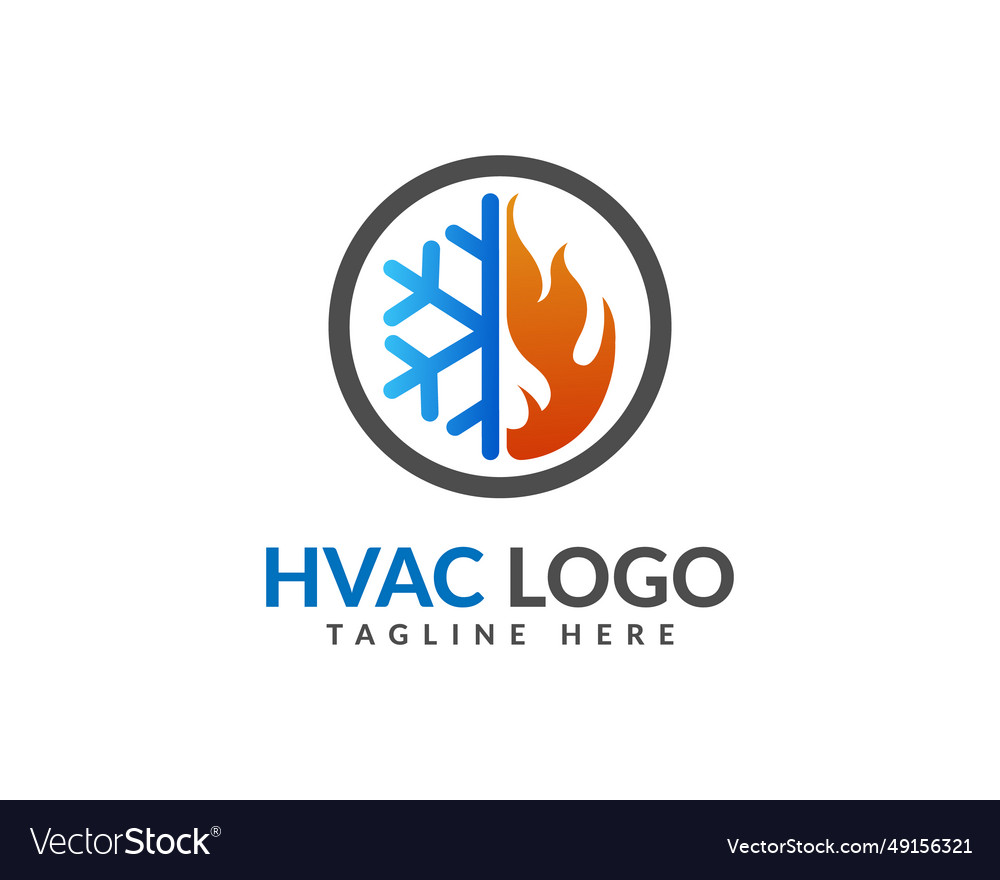Heating and cooling service logo design Royalty Free Vector