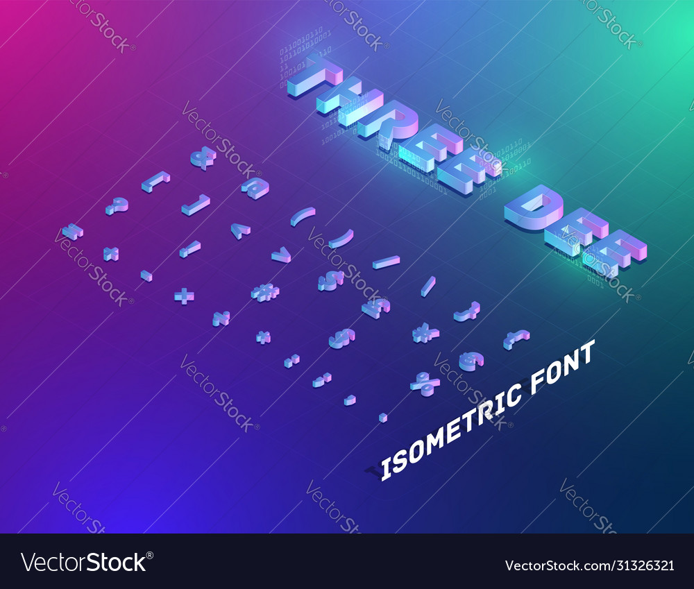 Isometric Tech Font Set - THREE DEE