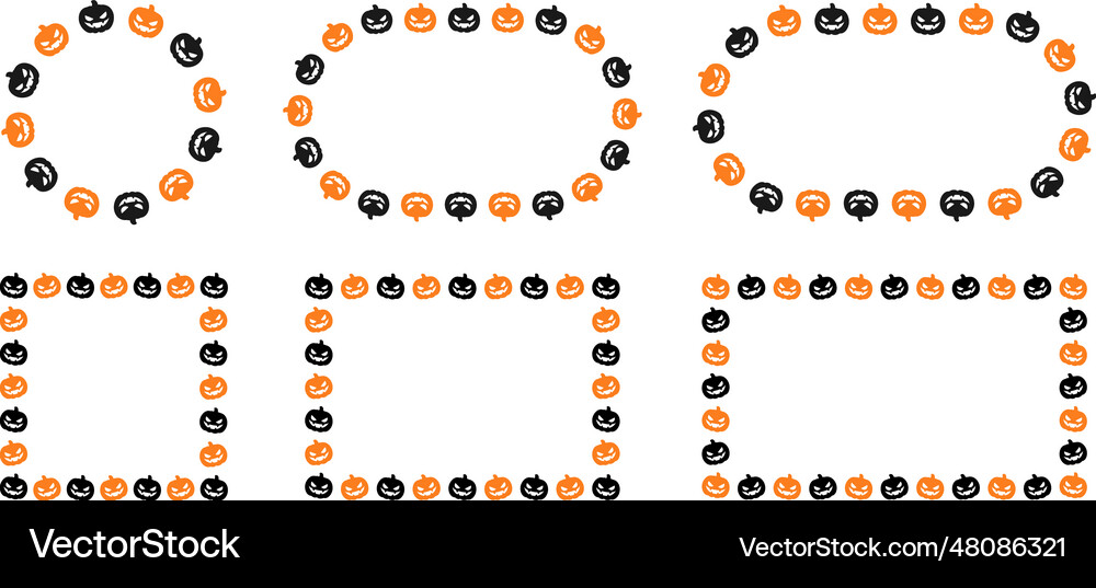 Jack o lantern pumpkin halloween frame border Vector Image