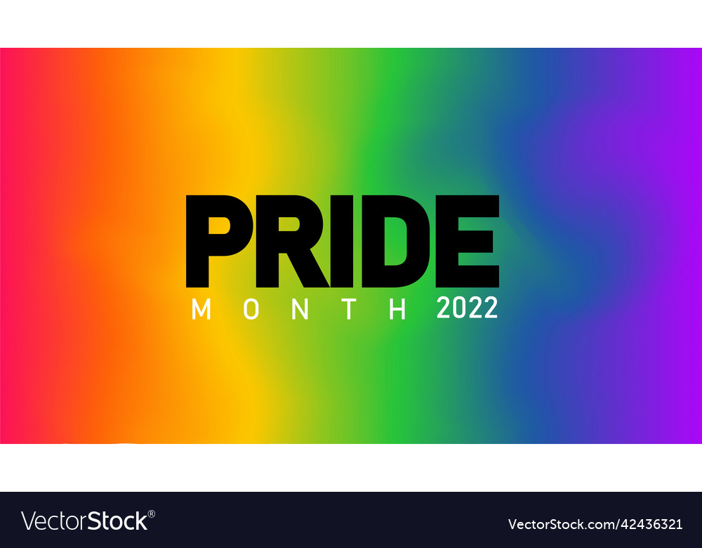 Lgbtq pride month text label on blurred Royalty Free Vector