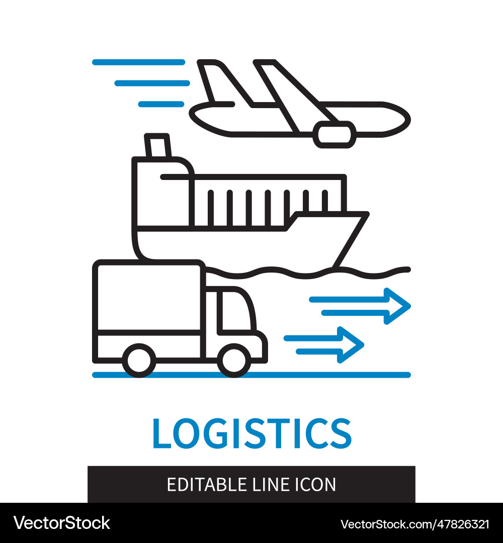 Logistics editable line icon Royalty Free Vector Image