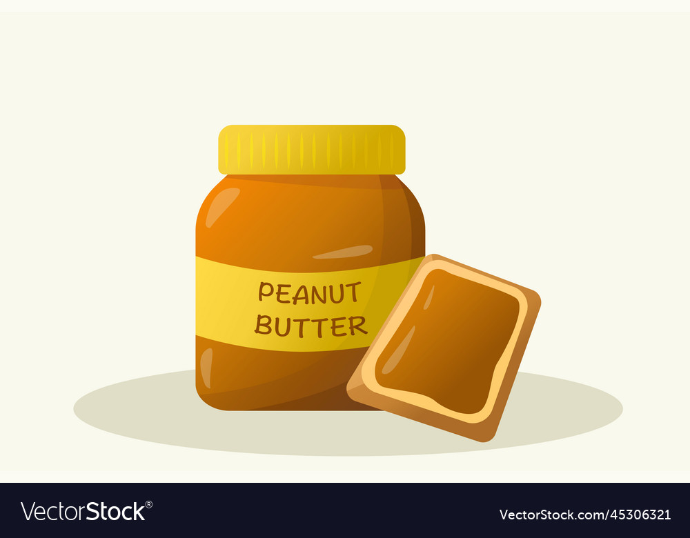 Peanut butter jar with toast