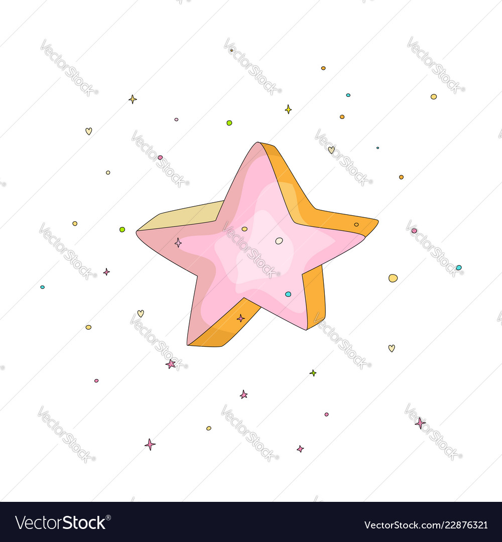 Pink cartoon funny star icon