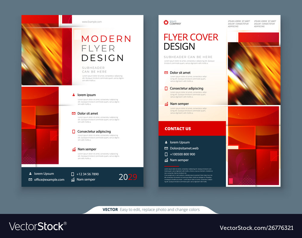 Red flyer template layout design corporate Vector Image