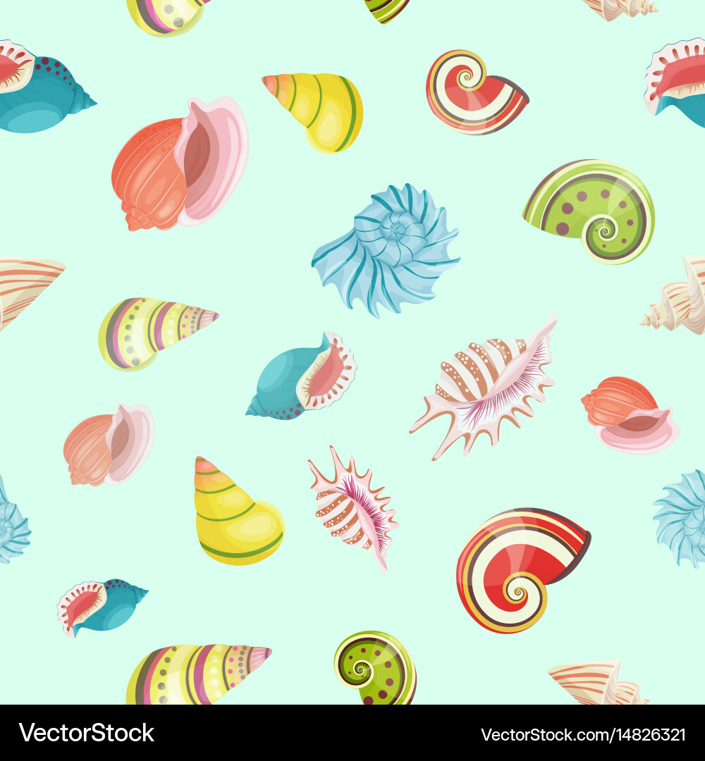 Seashells seamless pattern Royalty Free Vector Image
