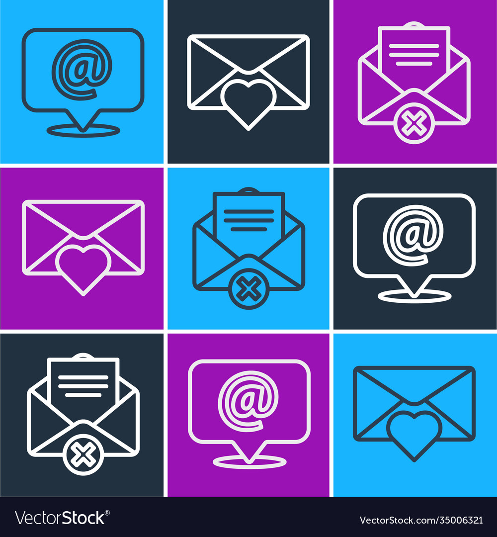 Set line mail and e-mail on speech bubble delete vector image Set line mail and e-mail on speech bubble delete
