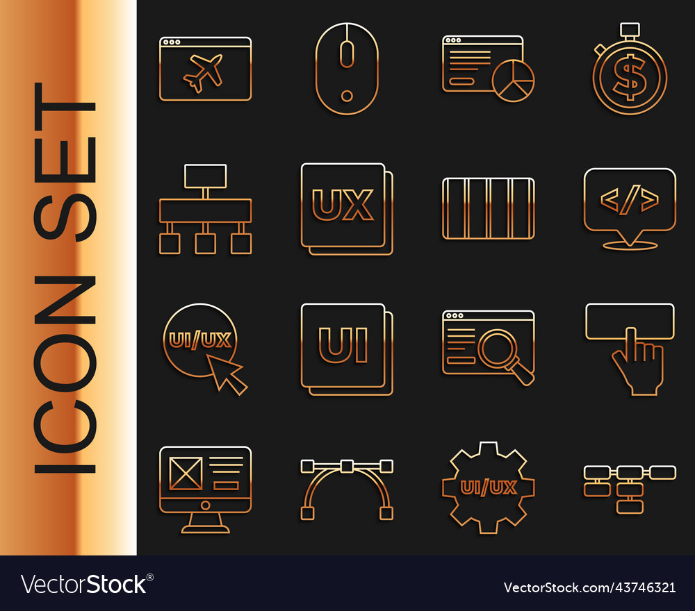 Set line site map keyboard front end development vector image Set line site map keyboard front end development