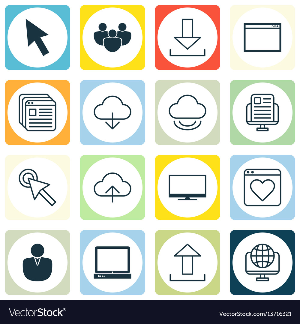Set of 16 internet icons includes website