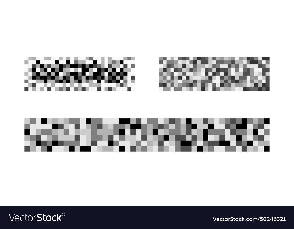 Set of censor blur textures gray pixel mosaic vector image Set of censor blur textures gray pixel mosaic