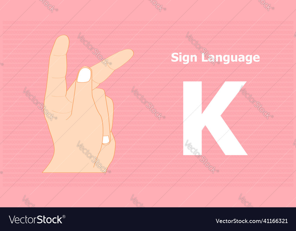 Sign language alphabet k for communication eps10 vector image Sign language alphabet k for communication eps10