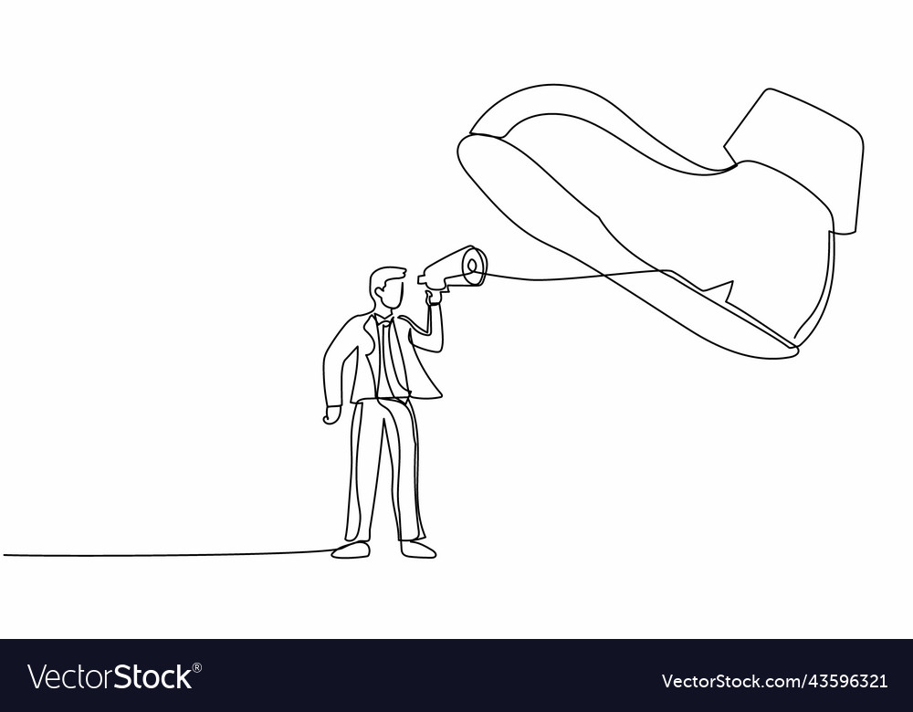 Single one line drawing businessman speaking