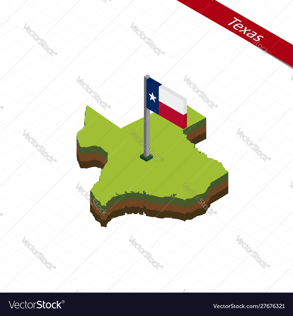 Texas Isometric Map & Flag