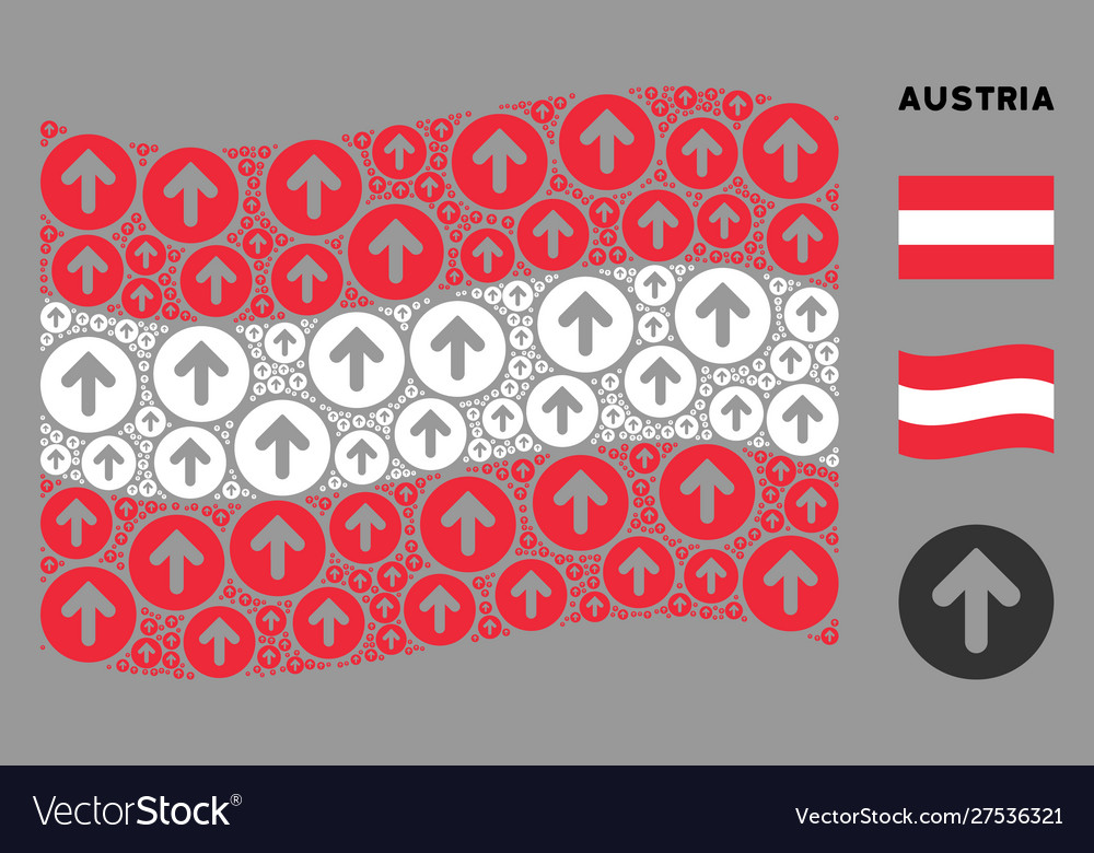Waving austrian flag pattern rounded arrow vector image Waving austrian flag pattern rounded arrow
