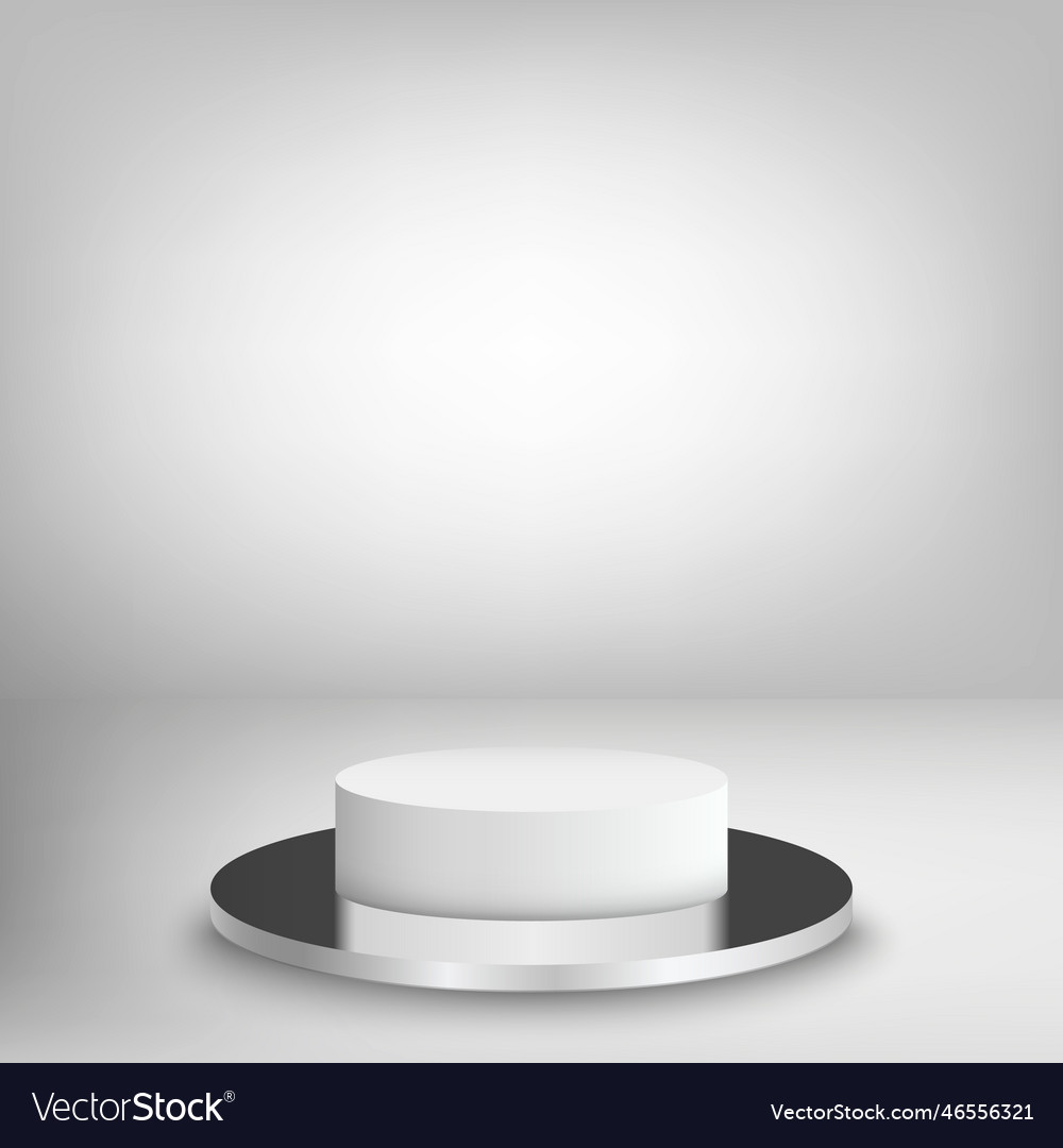 White and gray geometric podium on a pedestal