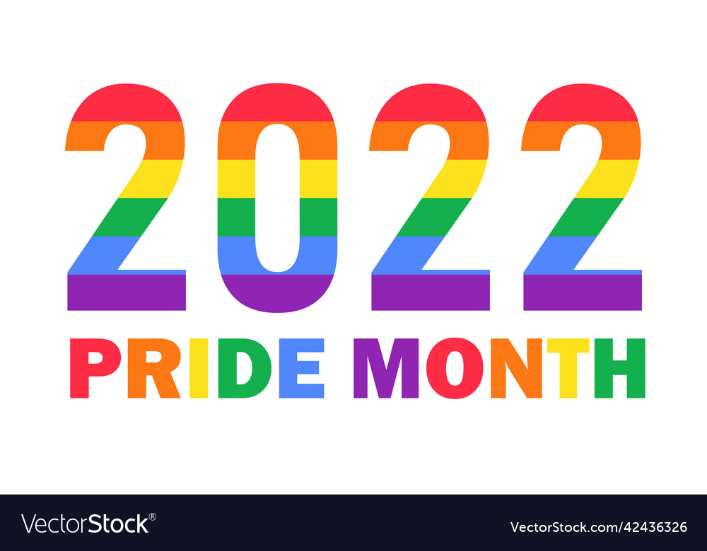 2022 in rainbow lgbtq flag colors isolated Vector Image