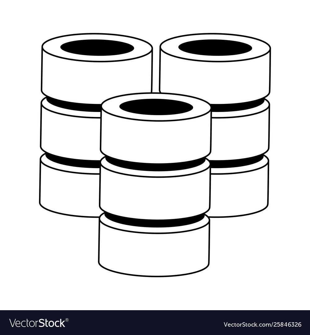 Database servers disks technology symbol in black