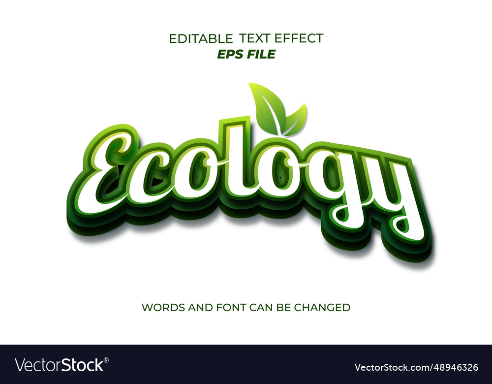 Ecology text effect font editable typography 3d Vector Image Ecology text effect font editable typography 3d