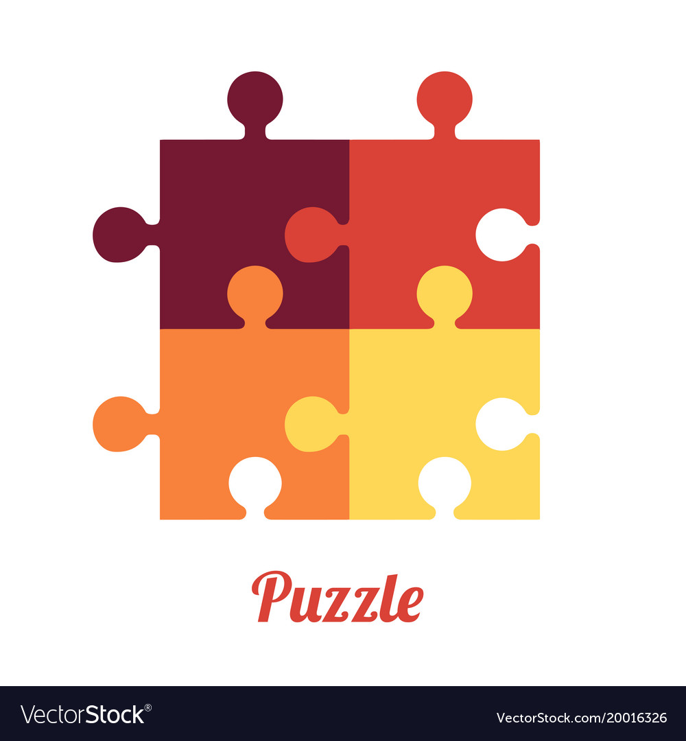 Four folded puzzles smart logo and symbol