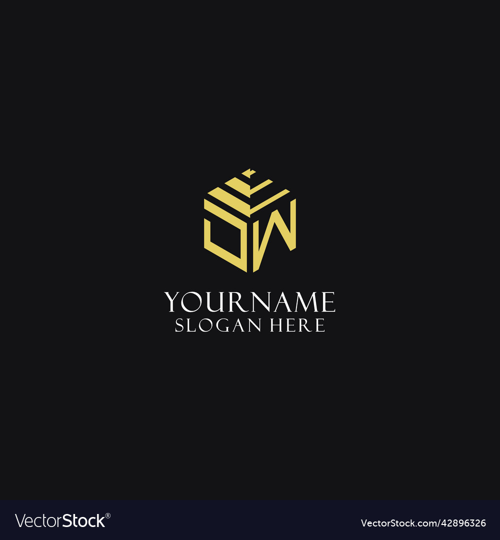 Jw initial monogram with hexagon shape logo Vector Image Jw initial monogram with hexagon shape logo