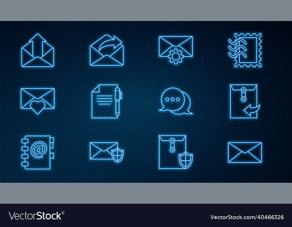Set line envelope setting document and pen vector image Set line envelope setting document and pen
