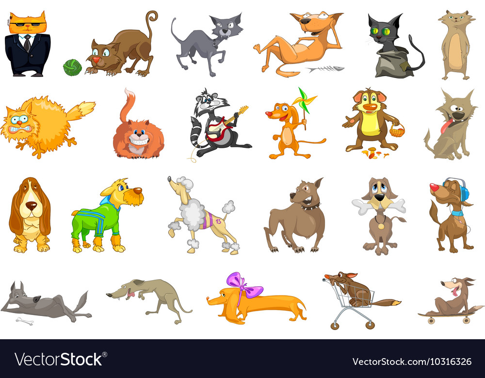 Set of cats and dogs