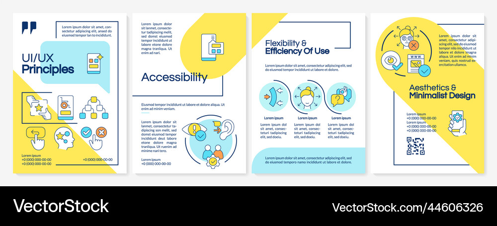 Ui ux basics blue and yellow brochure template Vector Image